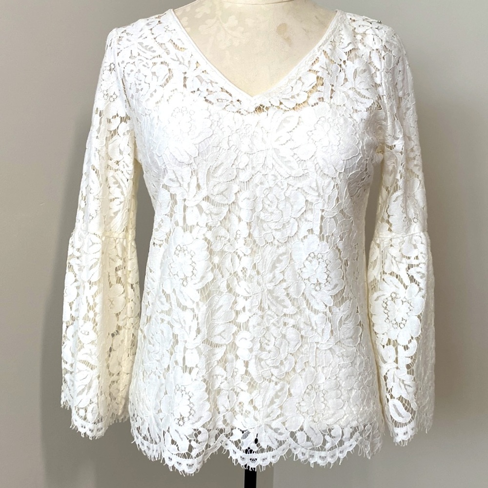 WHBM lace blouse ivory Size XS